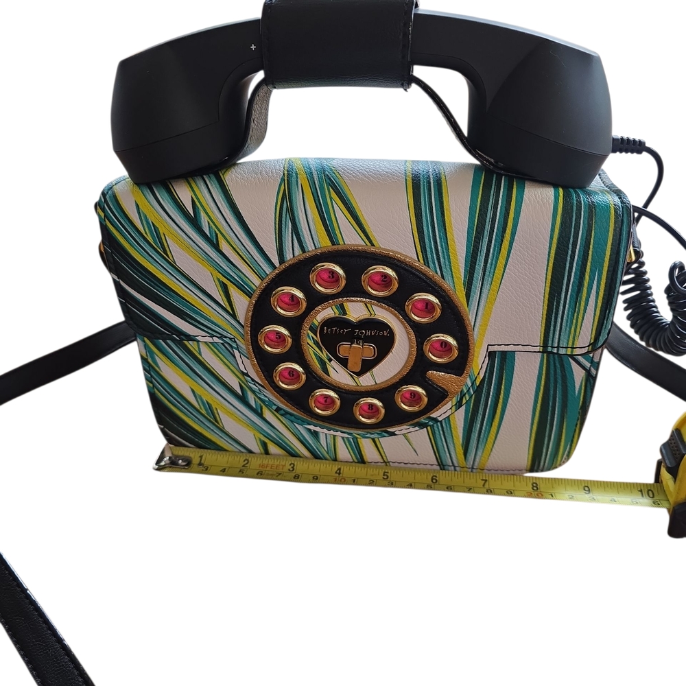 Betsey Johnson Black and Green Crossbody " CALL ME" Bag. - Picture 6 of 10